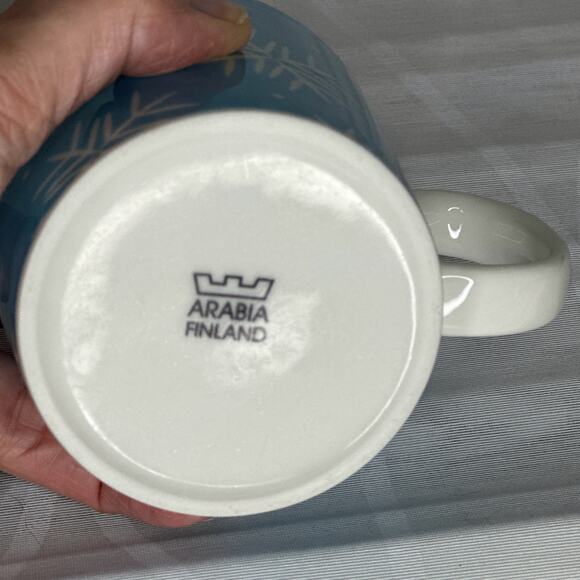 Arabia Finland Teema iittala Blue Snowflake Mug EUC - Picture 3 of 3